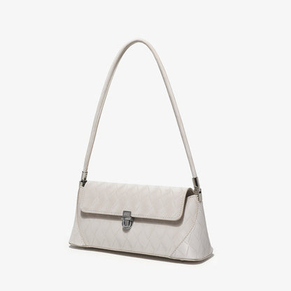 Bolso pequeño de hombro, bolso baguette rosa para llevar al hombro, bolso tote versátil con diseño de diamantes, bolso de hombro sencillo 