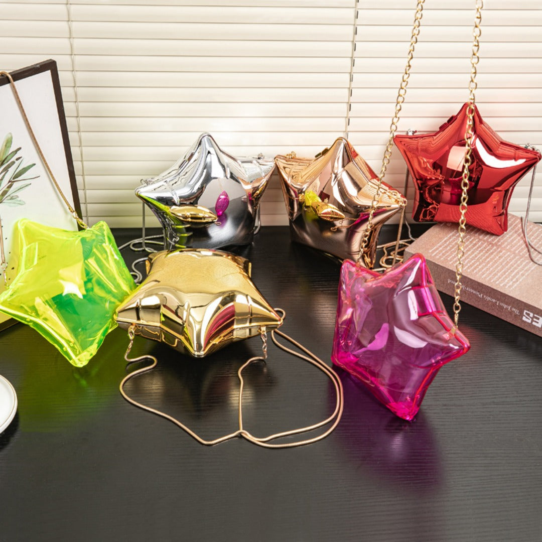 Bolso de noche con cadena de pentagrama plateado, monedero pequeño de acrílico, monedero para llaves y pintalabios, bolso bandolera para fiesta, bolso de fiesta, bolso de mano para graduación, bolso de boda 