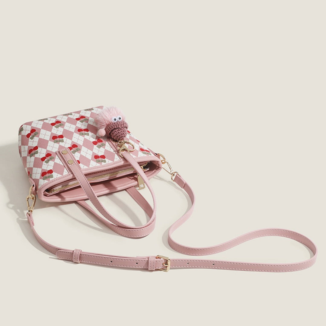 Bolso tote para mujer, bolso de hombro con diseño de cerezas, bolso con asa superior y correa cruzada 