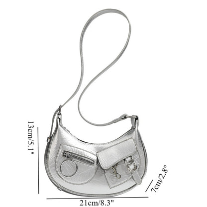 Design Stylish Retro Small Crossbody Bag - Versatile Punk Crescent Bag for Everyday Use