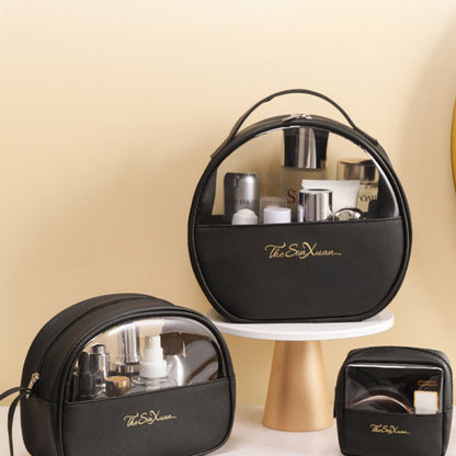 Portable large-capacity travel translucent cosmetic bag, Pu multi-functional waterproof toilet bag, portable skin care product storage bag, makeup bag organizer,Makeup bags, small