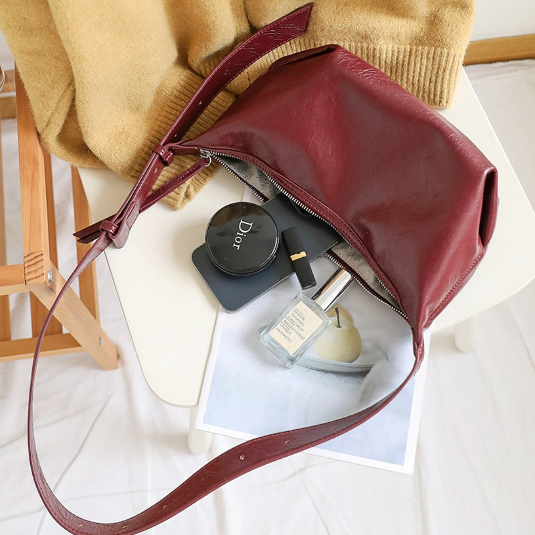 Casual soft texture underarm bag, minimalist commuter shoulder bag women, versatile hobo small square bag