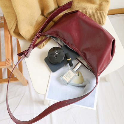 Casual soft texture underarm bag, minimalist commuter shoulder bag women, versatile hobo small square bag