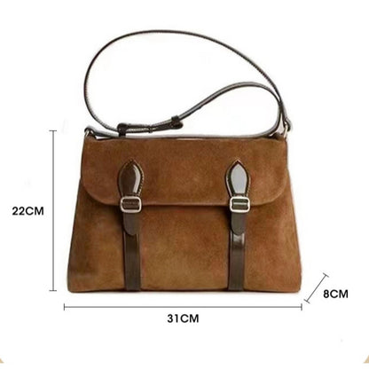 Mailman bag female, suede retro matte crossbody, shoulder crossbody bag
