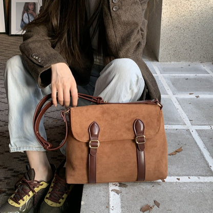 Mailman bag female, suede retro matte crossbody, shoulder crossbody bag
