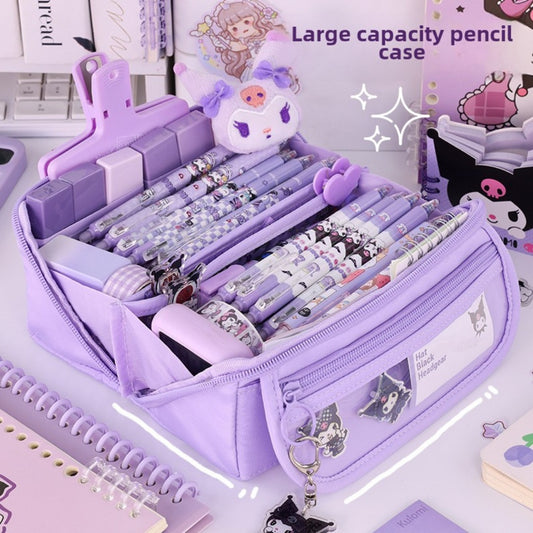 Girls Heart Prism Pencil Case, Large Capacity Elementary School Stationery Box, Girls Stationery Bag, Multifunctional Pencil Case