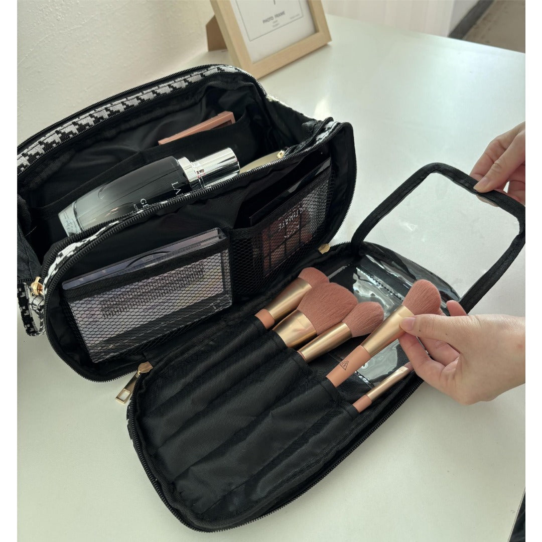 Makeup bag with compartments, Multifunctional cosmetic bag women's large capacity, portable storage bag, partition travel toilet bag, makeup bag organizer,