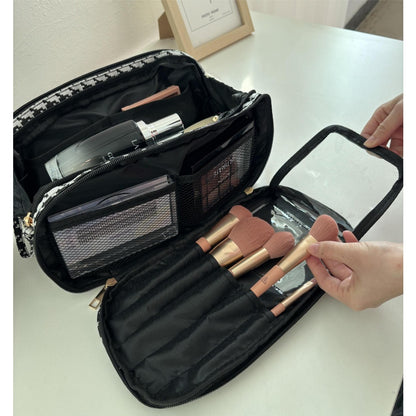 Makeup bag with compartments, Multifunctional cosmetic bag women's large capacity, portable storage bag, partition travel toilet bag, makeup bag organizer,