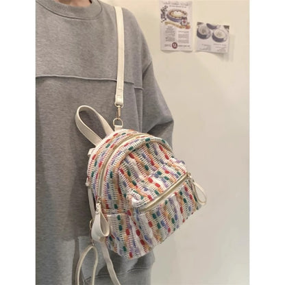 Mochila Mini de Punto Arcoíris – Mochila elegante para viajes de primavera y verano, mochila mini a la moda para uso diario 