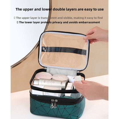 Multifunctional double-layer cosmetic bag, transparent storage bag, travel portable tote bag, large-capacity waterproof toilet bag