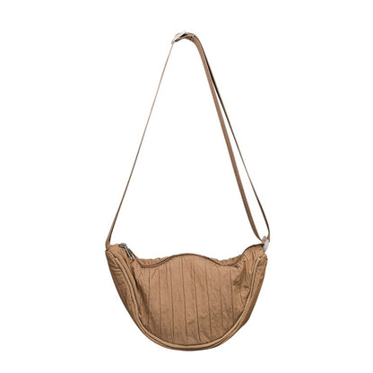 Casual Nylon Cloth Hobo Bag – Simple Pleated Striped Shoulder Bag, Lightweight Shopping Crossbody Small Square Bag