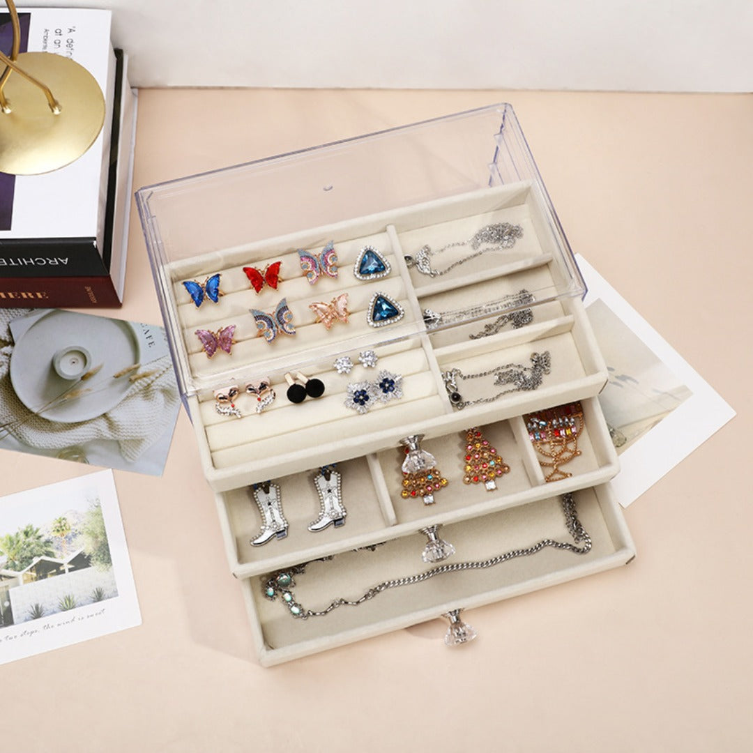 Multi-layer anti-oxidation jewelry box, earrings necklace bracelet jewelry storage box large capacity