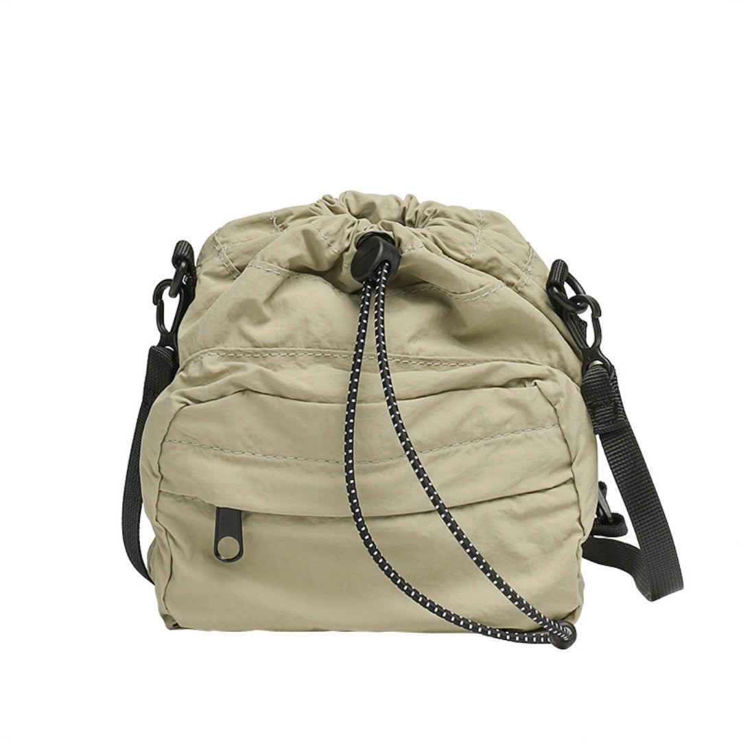 Versatile Drawstring Bucket Bag for Women - Casual Nylon Shopping Small Crossbody Mobile Phone Bag