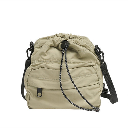 Versatile Drawstring Bucket Bag for Women - Casual Nylon Shopping Small Crossbody Mobile Phone Bag