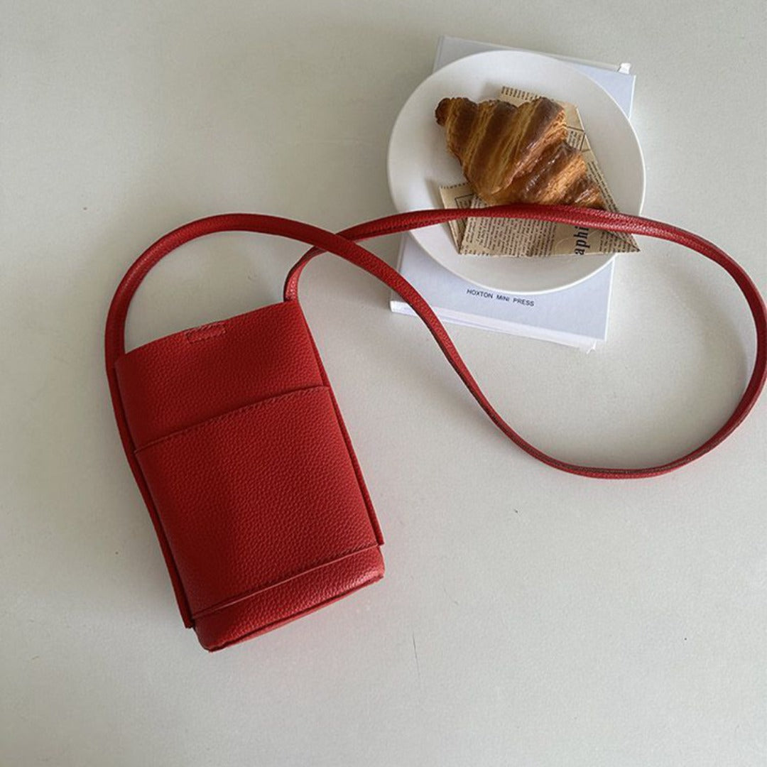 Casual crossbody mobile phone bag, simple red cute mini vertical bag, change bag female