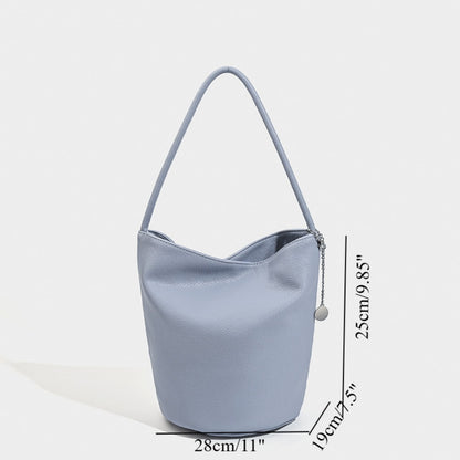 Bolso tipo cubo retro de piel suave, bolso de hombro para mujer, bolso tote para ir al trabajo 