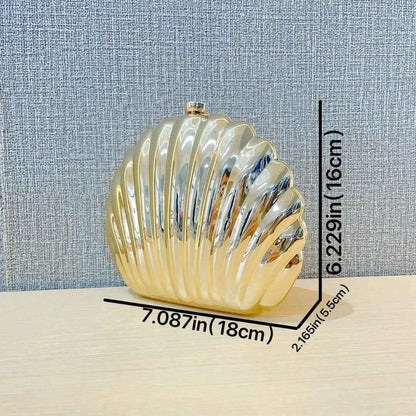 Women's Sparkly Seashell Acrylic Clutch - Metallic Evening Purse for Party & Prom