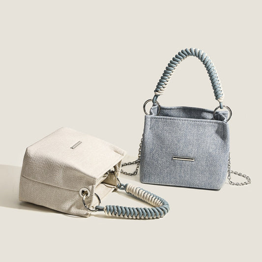 Design super soft bucket bag, work top handle bag, chain handbag, simple shoulder crossbody bag