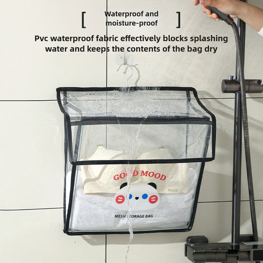 Bathroom transparent storage bag, put clothes toilet storage bag, transparent PVC large-capacity wall-mounted waterproof bathroom hanging bag