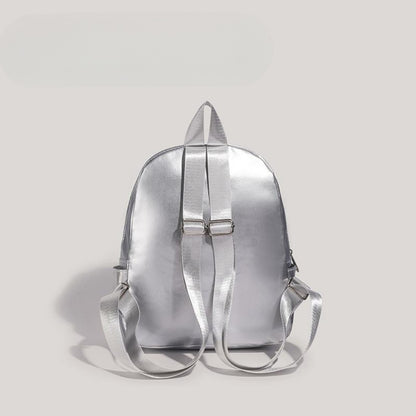 Silver metallic backpack purse for girls, school bag pink, star bone backpack fashion stylish women