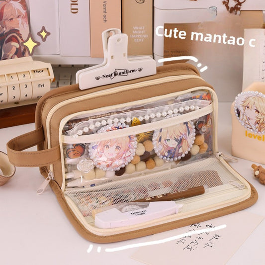 Simple Pencil Case Large Capacity – Dirt-Resistant Transparent Stationery Box for Primary School Students, Ideal Pencil Case