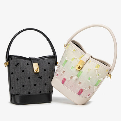 Fashion casual bucket bag, simple handbag, small tote bag, versatile commuter shoulder Crossbody bag