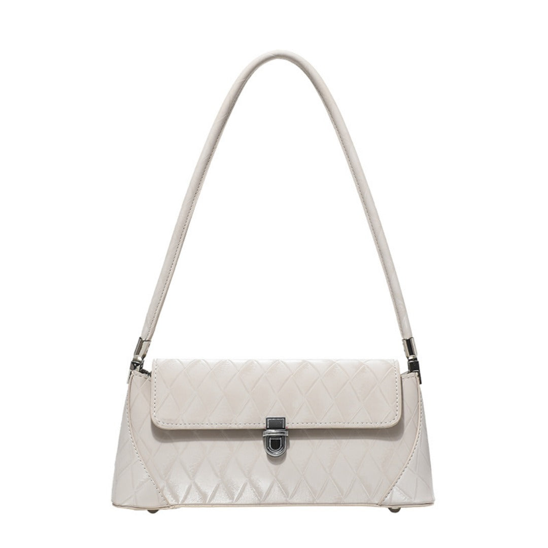 Bolso pequeño de hombro, bolso baguette rosa para llevar al hombro, bolso tote versátil con diseño de diamantes, bolso de hombro sencillo 