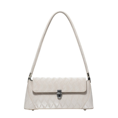 Bolso pequeño de hombro, bolso baguette rosa para llevar al hombro, bolso tote versátil con diseño de diamantes, bolso de hombro sencillo 