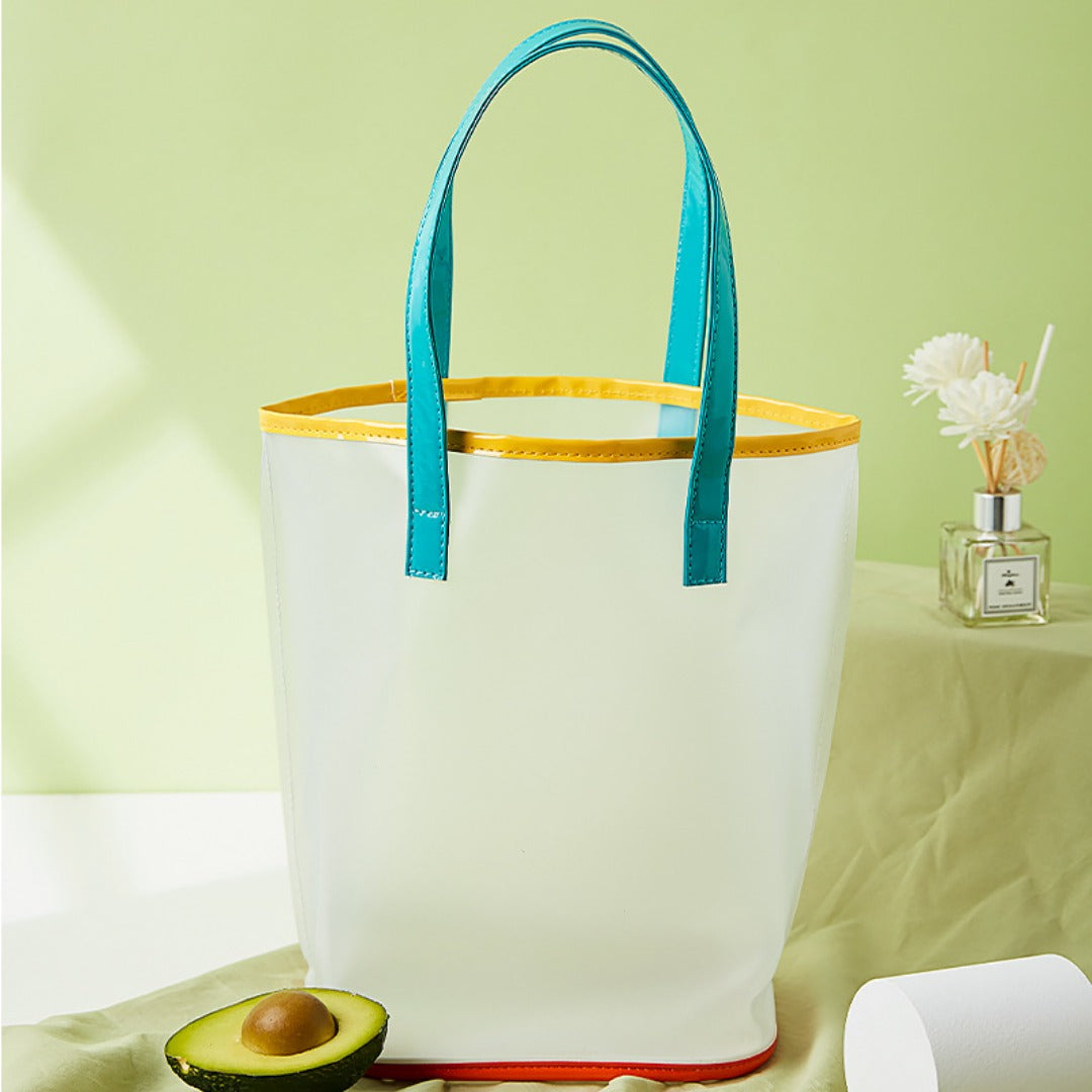 Bolsa de PVC translúcido esmerilado, bolsa de playa portátil de gran capacidad, bolsa de natación, 