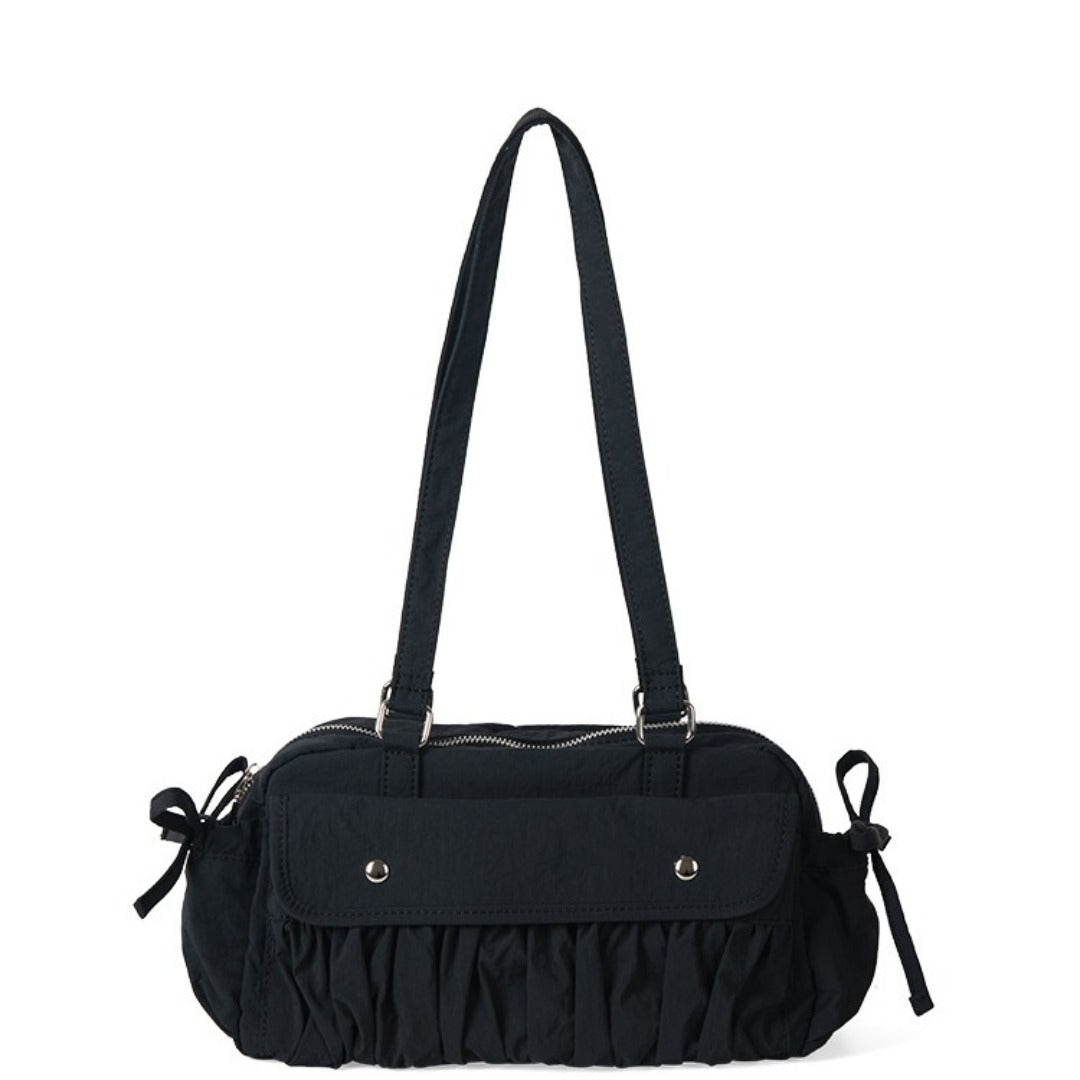 Bolso pequeño de hombro para mujer, bolso de hombro plisado de nailon, bolso baguette, bolso hobo de gran capacidad y a la moda para mujer 