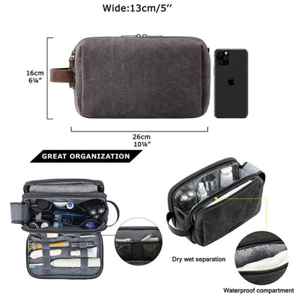Large Capacity Men's Canvas Wash Bag – Durable Razor Storage & Cosmetic Bag with Ample Space for Travel Essentials