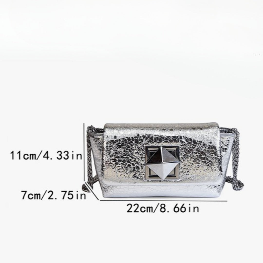 Chain exquisite small square bag, silver mini crossbody bag, crossbody bag single shoulder women