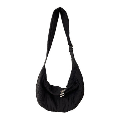 Nylon underarm shoulder crescent bag, hobo bag for women, French women underarm bag, crossbody bag lightweight