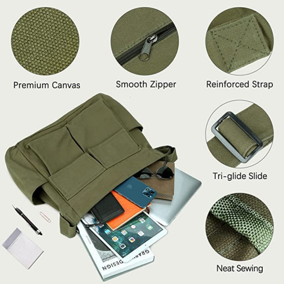 Retro Tooling Women's Shoulder Bag - Stylish Crossbody Canvas Bag with Large Capacity for Everyday Street Leisure