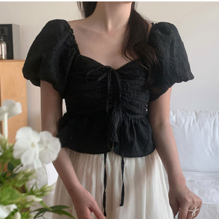 Sexy Short Chic Crop Tops Off Shoulder Women Korean Japanese FLHJLWOC Style Design Pink Floral Ruffled Vintage Peplum Top Blouse