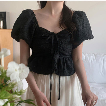 Sexy Short Chic Crop Tops Off Shoulder Women Korean Japanese FLHJLWOC Style Design Pink Floral Ruffled Vintage Peplum Top Blouse