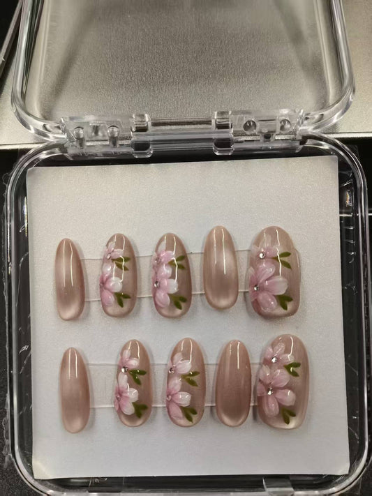 1052 - Uñas postizas hechas a mano, de presión, removibles