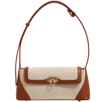 Small shoulder purse, female design retro armpit bag, canvas splicing shoulder crossbody bag