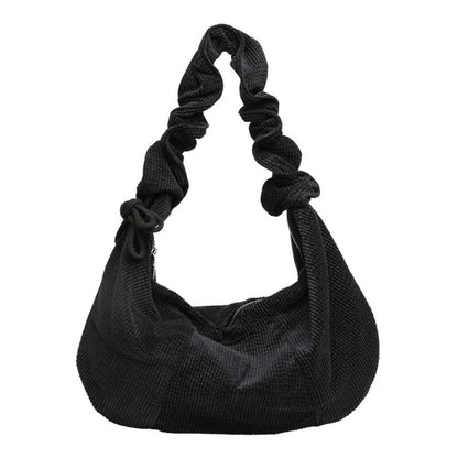 Bolso hobo de lona, ​​bolso de hombro informal plisado, bolso de hombro de pana con cordón ajustable 