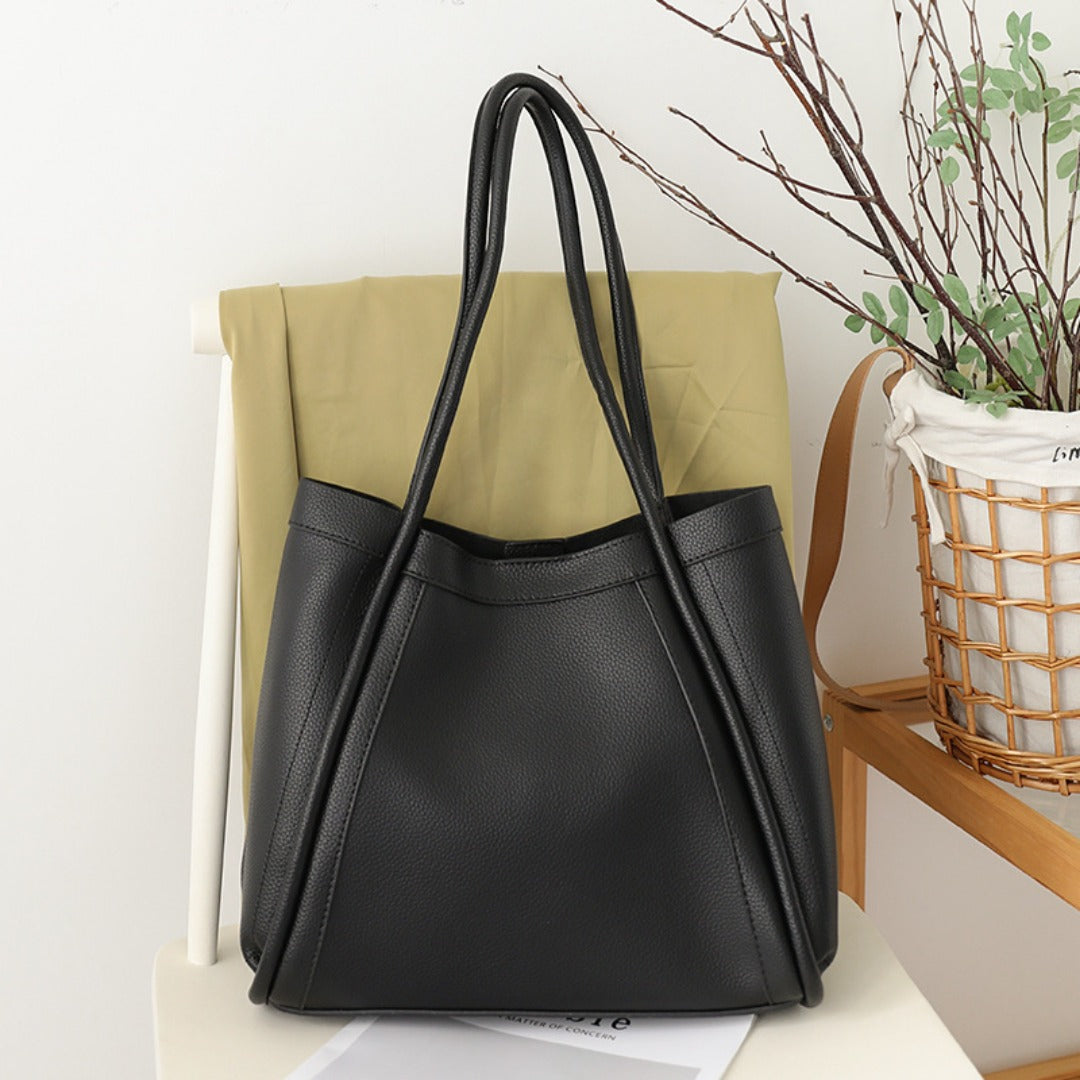 Bolso tote elegante de gran capacidad para mujer - Bolso bandolera tipo cubo retro de PU suave, bolso hobo texturizado 2 en 1 