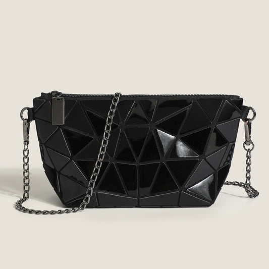 Geometric mini diamond crossbody bag, luminous laser shoulder Crossbody bag, chain bag small, fashionable versatile small purse