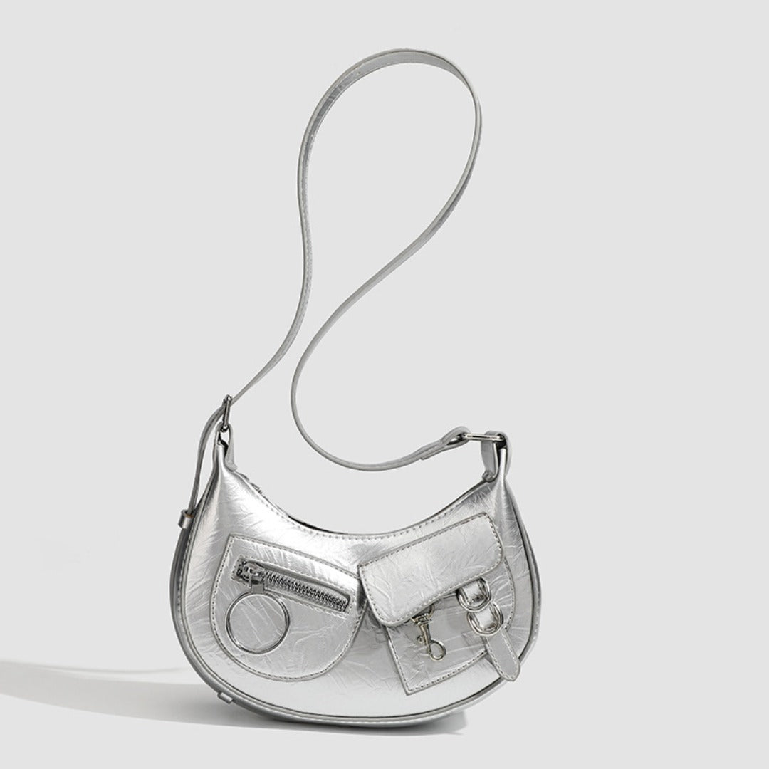 Design Stylish Retro Small Crossbody Bag - Versatile Punk Crescent Bag for Everyday Use