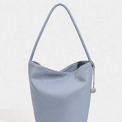 Bolso tipo cubo retro de piel suave, bolso de hombro para mujer, bolso tote para ir al trabajo 