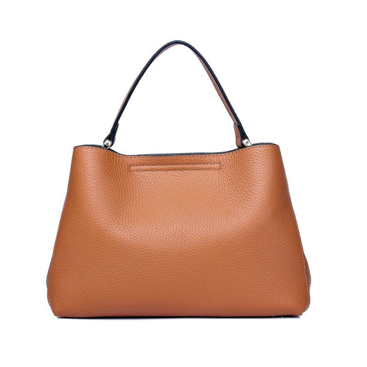 Elegante bolso de piel auténtica - Bolso tote y bandolera de piel informal y a la moda para mujer