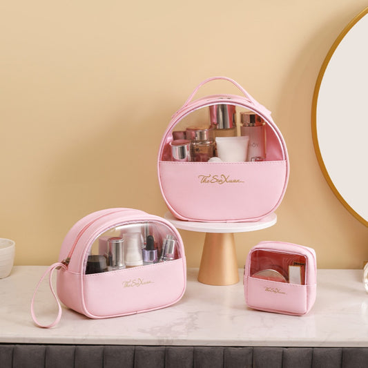 Portable large-capacity travel translucent cosmetic bag, Pu multi-functional waterproof toilet bag, portable skin care product storage bag, makeup bag organizer,Makeup bags, small