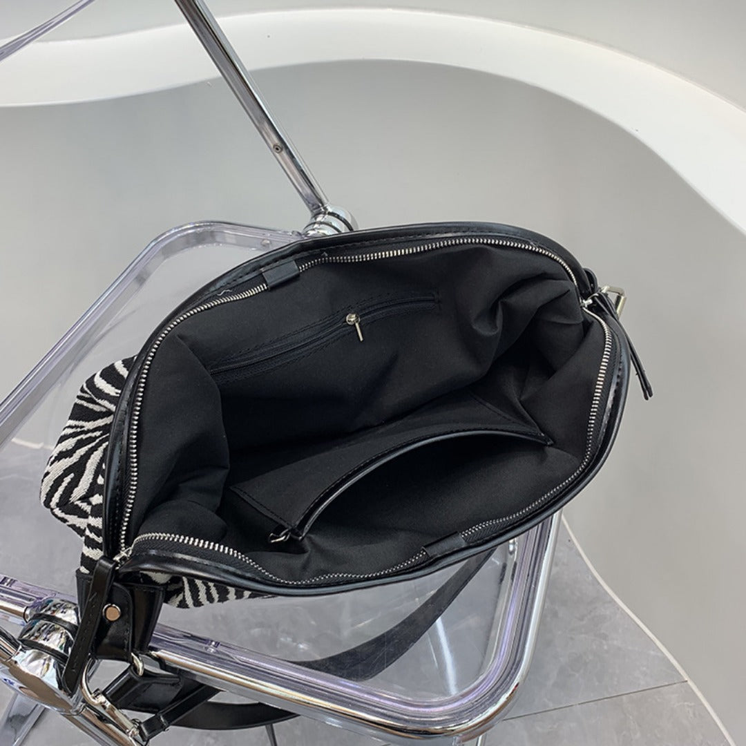 Bolso bandolera tipo slobo, bolso casual para mujer, bolso de hombro con estampado de cebra, bolso hobo 2 en 1 de gran capacidad 