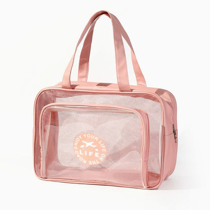 Large Capacity Transparent Wash Bag, Swimming Fitness Bath Bag, Cosmetics Storage Bag, Wet and Dry Separation Hand Shoulder Travel Bag for College Dorm Camp GymTransparent Cosmetic Bag,