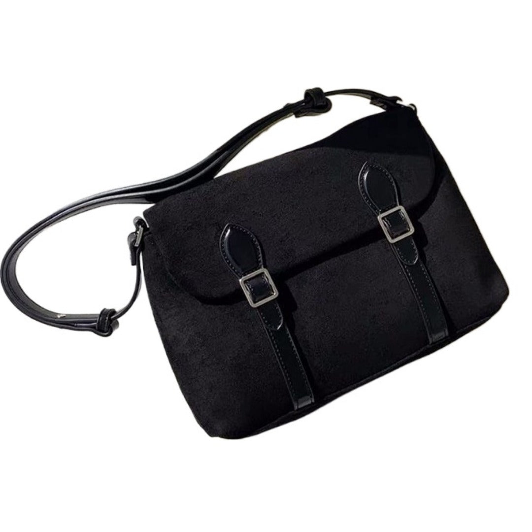 Mailman bag female, suede retro matte crossbody, shoulder crossbody bag