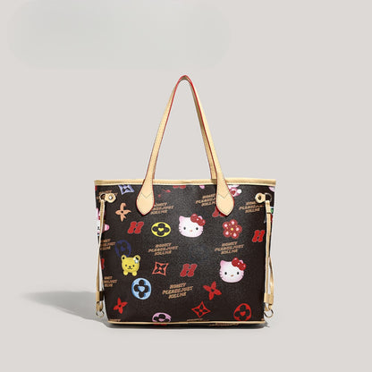 Bolso tote grande y bonito, bolso versátil con diseño de dibujos animados para mujer, bolso de mano con asa superior 
