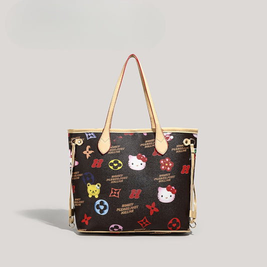 Bolso tote grande y bonito, bolso versátil con diseño de dibujos animados para mujer, bolso de mano con asa superior 